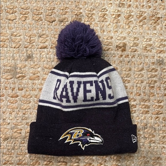 New Era Black and Purple Ravens Beanie-YOUTH - Picture 1 of 8